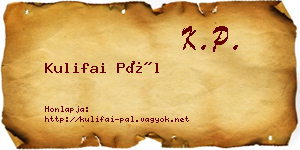 Kulifai Pál névjegykártya